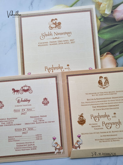 Acrylic Hathi Flower Hindu Muslim Christian Sikh Jain invitation Cards CR-459 – image 3