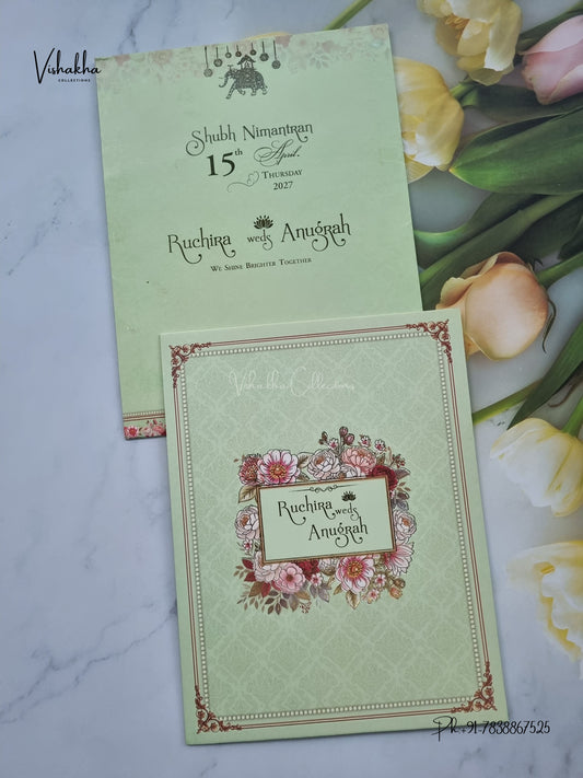 Flower Hindu Muslim Christian Sikh Jain invitation Cards CR-460 – image 1