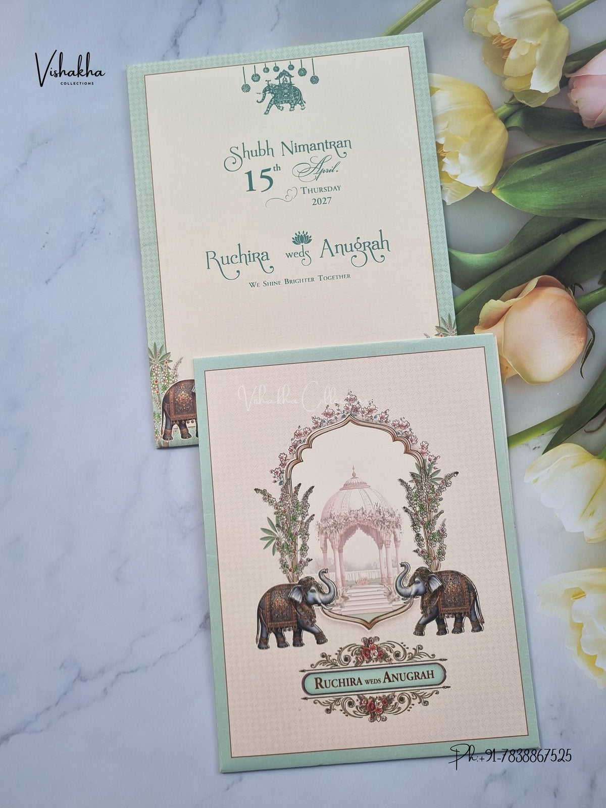 Hathi Jharokha Hindu Muslim Christian Sikh Jain invitation Cards CR-462 – image 1