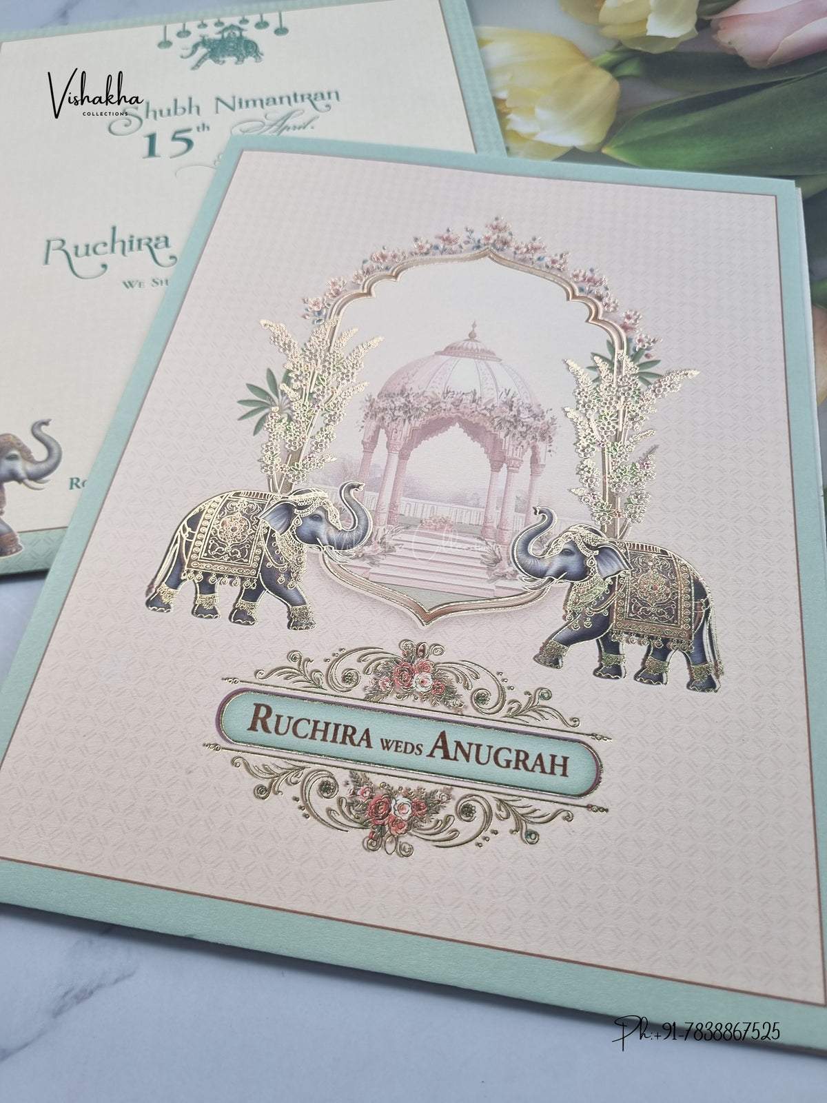 Hathi Jharokha Hindu Muslim Christian Sikh Jain invitation Cards CR-462 – image 2
