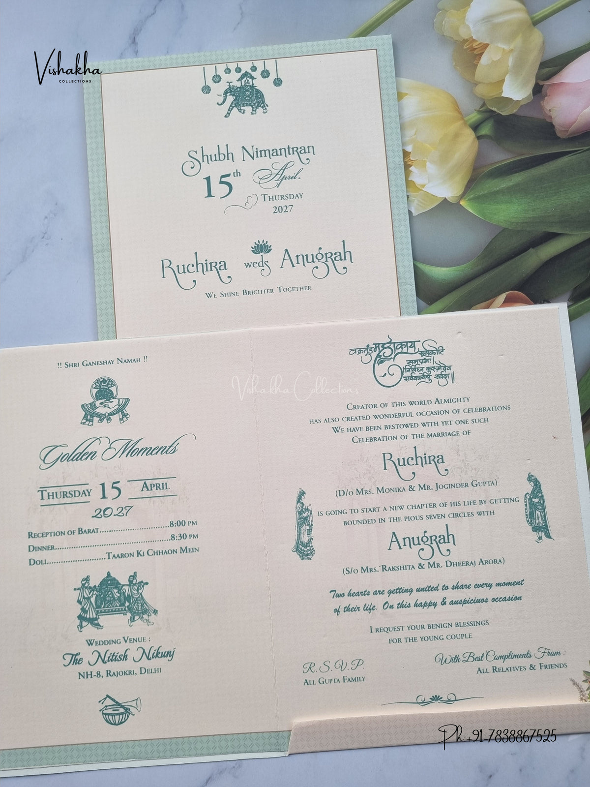 Hathi Jharokha Hindu Muslim Christian Sikh Jain invitation Cards CR-462 – image 3