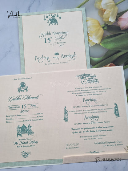 Hathi Jharokha Hindu Muslim Christian Sikh Jain invitation Cards CR-462 – image 3