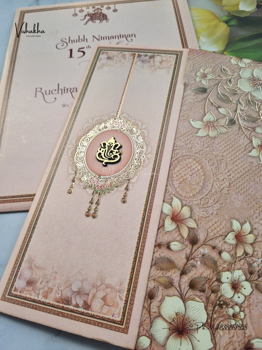 Ganesh Ji Flower Hindu Jain invitation Cards CR-465 – image 2