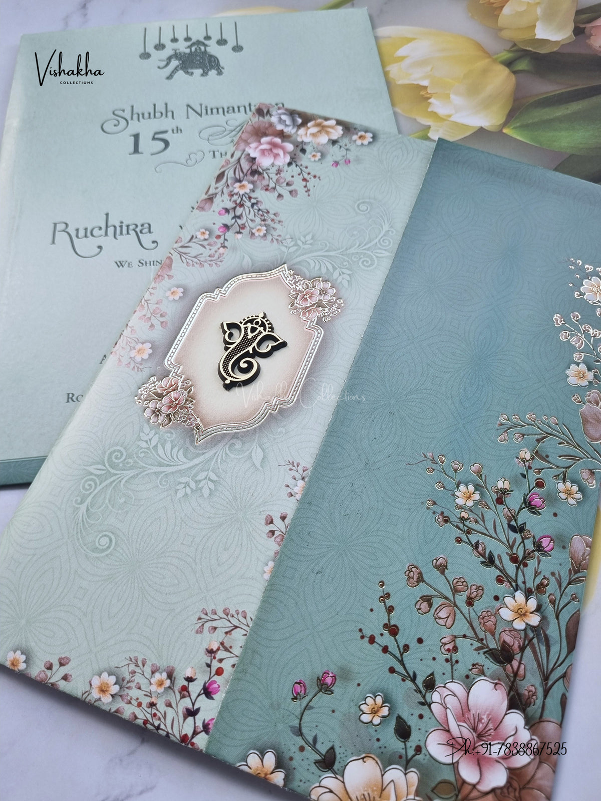Ganesh Ji Flower Hindu Jain invitation Cards CR-467 – image 2