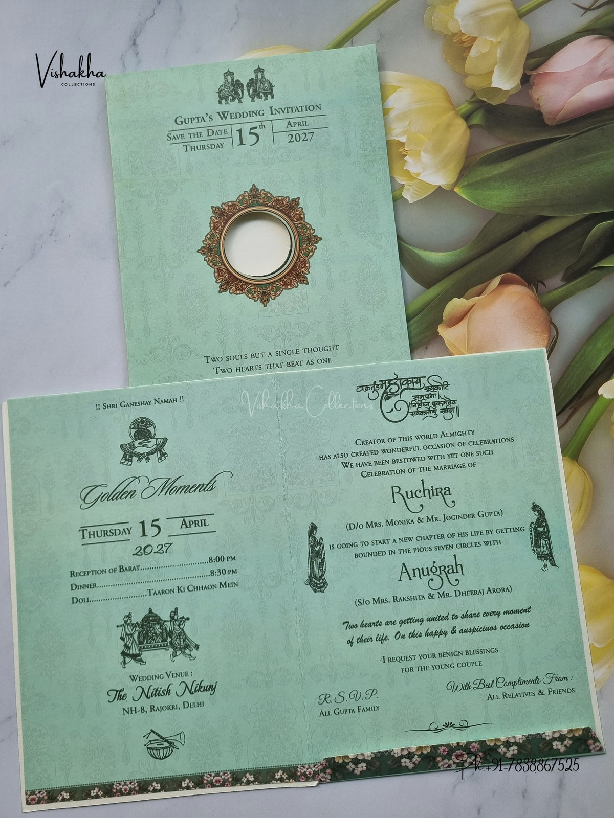 Ganesh Ji Flower Hindu Jain invitation Cards CR-469 – image 3