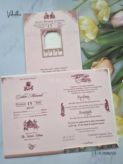 Ganesh Ji Dulah Dulhan Rose Hindu Jain invitation Cards CR-470 – image 3