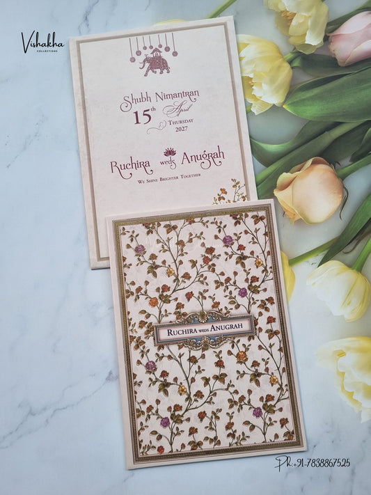 Flower Rose Hindu Muslim Christian Sikh Jain invitation Cards CR-471-1 – image 1