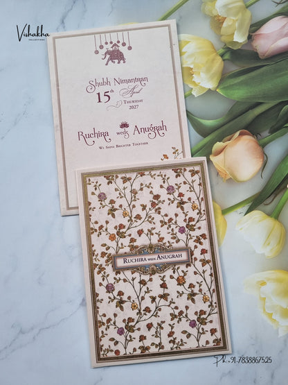 Flower Hindu Muslim Christian Sikh Jain invitation Cards CR-471 – image 1
