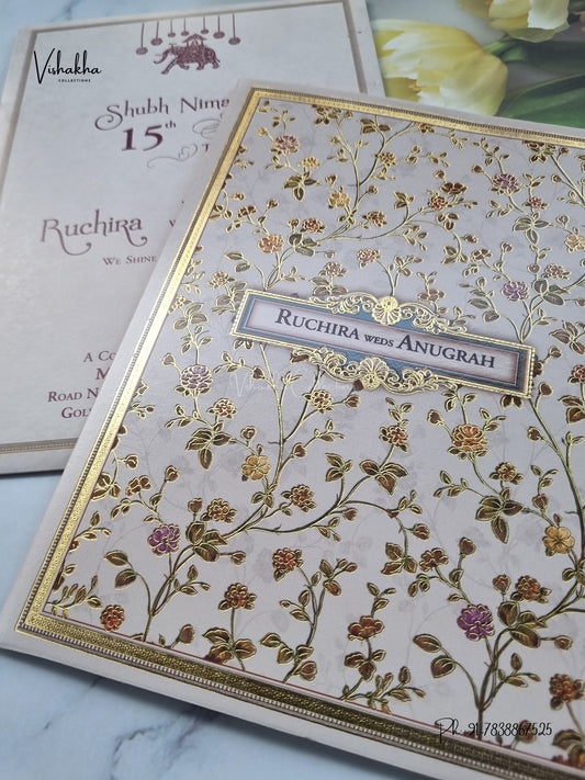 Flower Hindu Muslim Christian Sikh Jain invitation Cards CR-471 – image 2