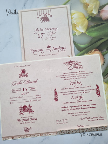 Flower Hindu Muslim Christian Sikh Jain invitation Cards CR-471 – image 3
