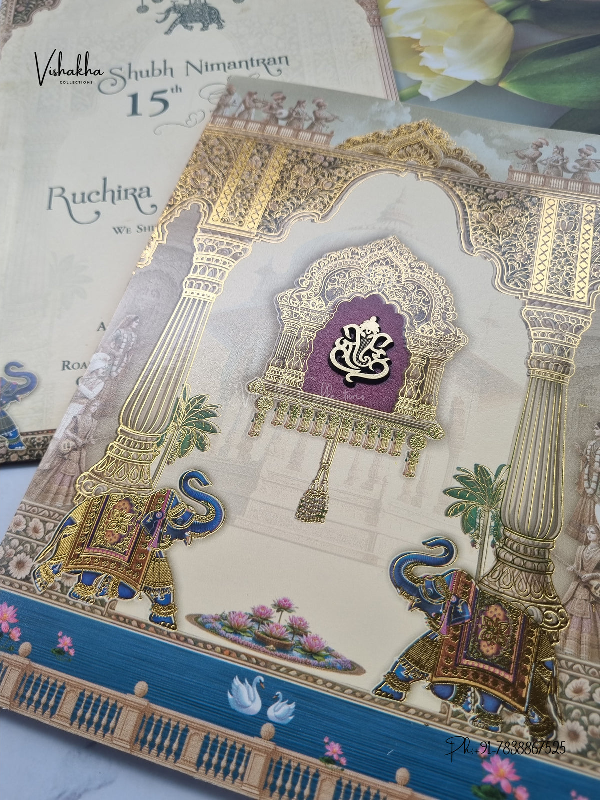 Ganesh Ji Hathi Jharokha Hindu Jain invitation Cards CR-472 – image 2