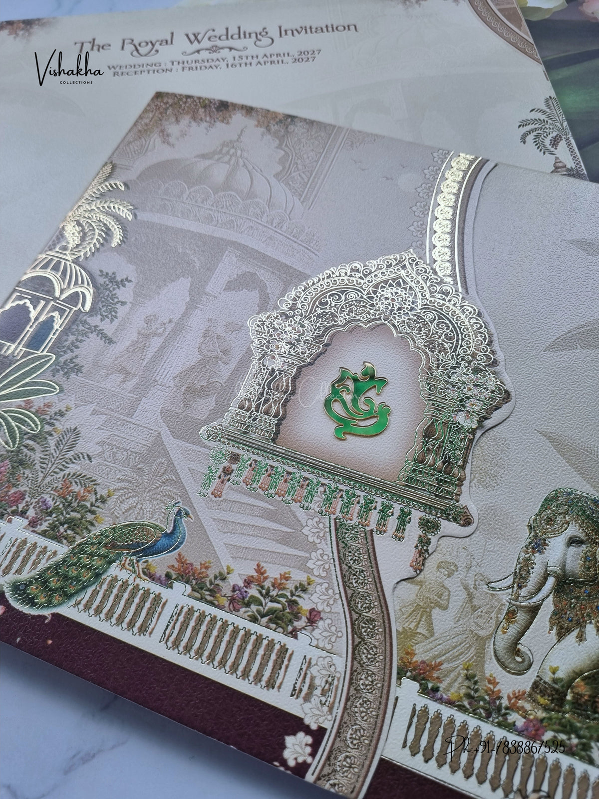 Ganesh Ji Jharokha Raj Mahal Hindu Jain invitation Cards CR-473-1 – image 2