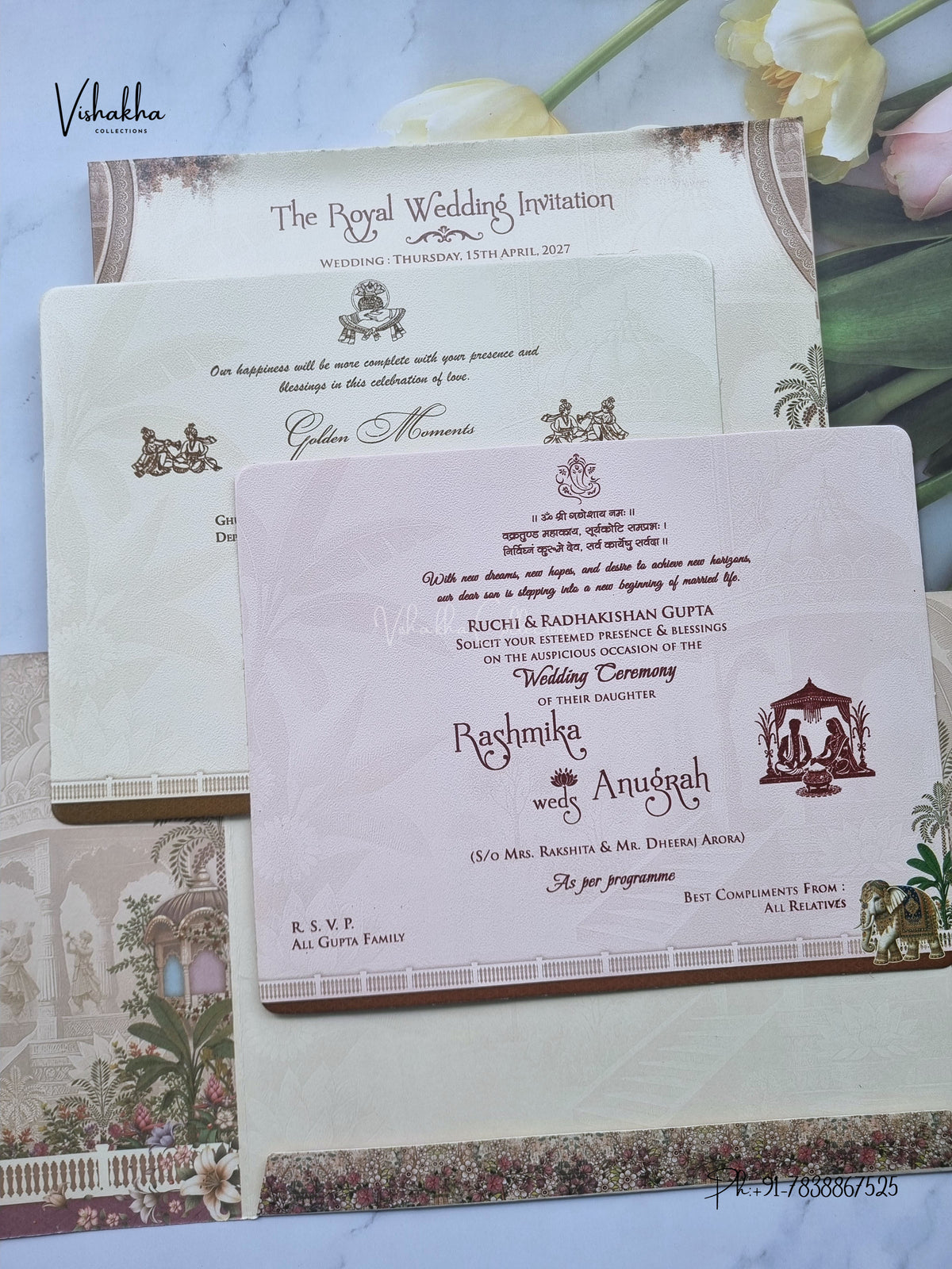 Ganesh Ji Jharokha Raj Mahal Hindu Jain invitation Cards CR-473-1 – image 3