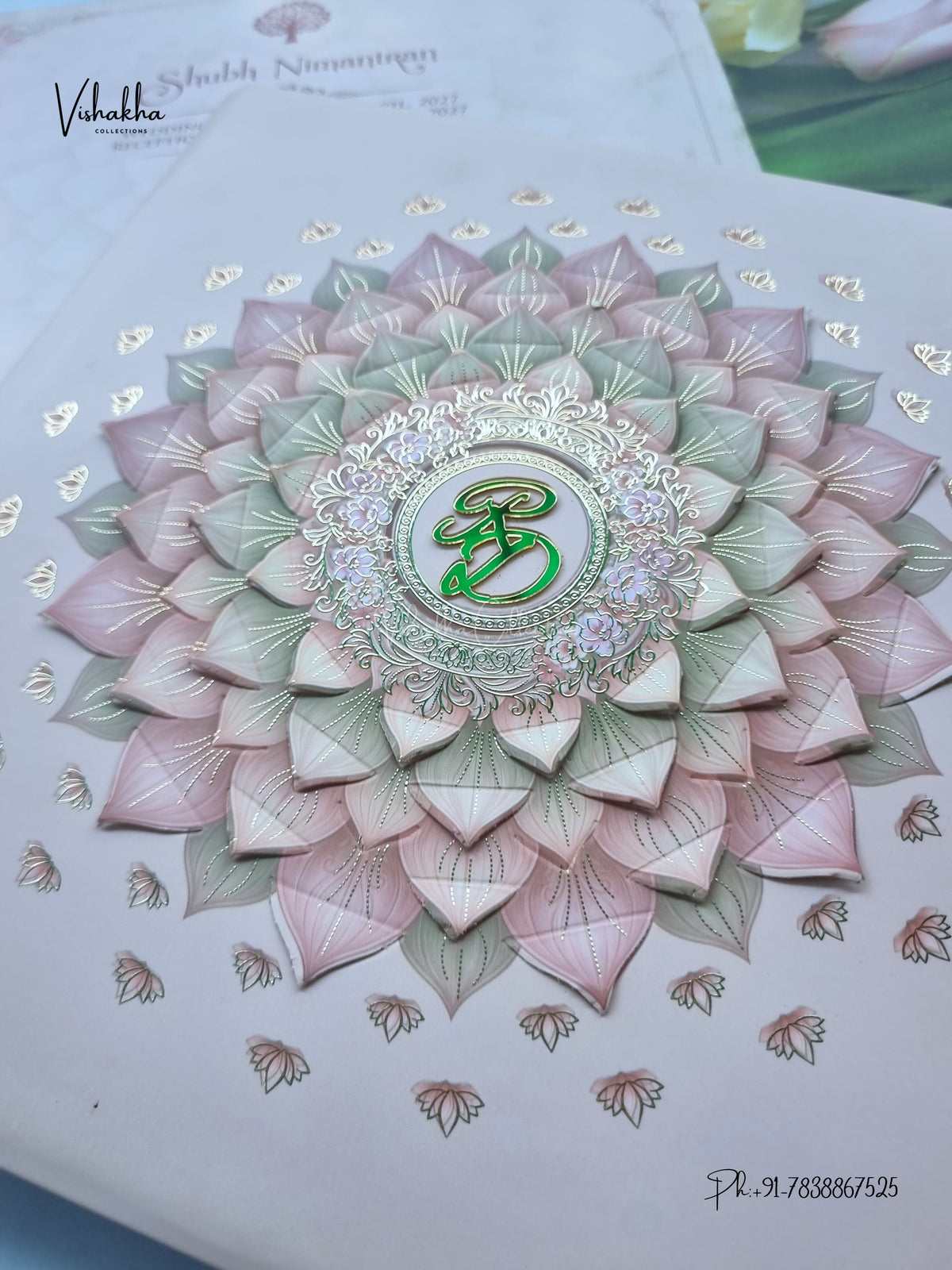 Semi Box Acrylic Lotus Hindu Muslim Christian Sikh Jain invitation Cards CR-482 – image 2