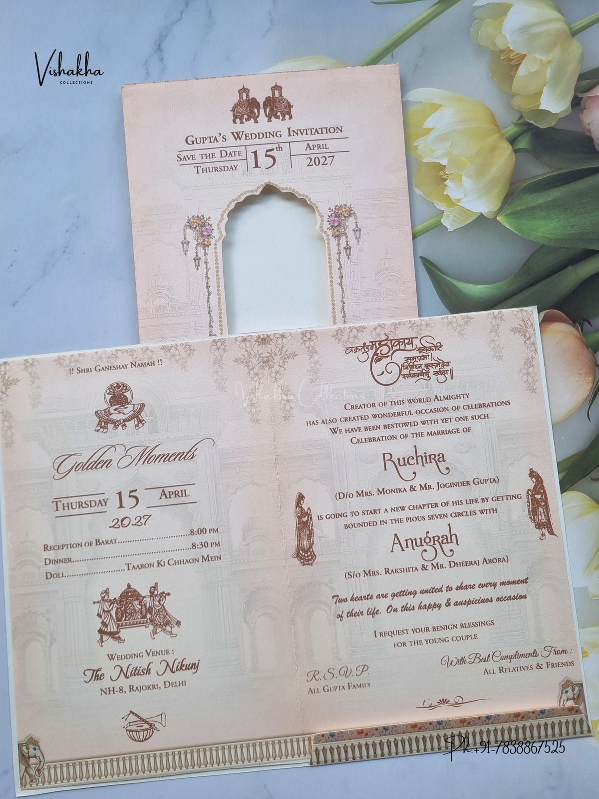 Dulah Dulhan Hathi Jharokha Hindu Sikh Jain invitation Cards CR-486 – image 3