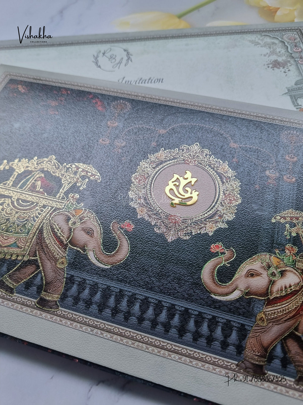 Ganesh Ji Hathi Raj Mahal Hindu Jain invitation Cards CR-488 – image 2