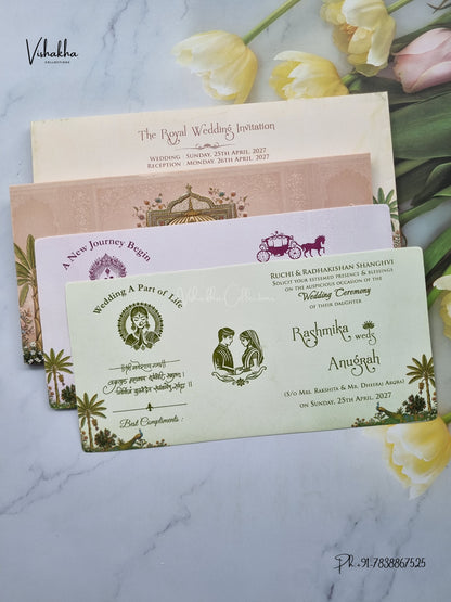 Acrylic Ganesh Ji Jharokha Peacock Hindu Jain invitation Cards CR-503 – image 3