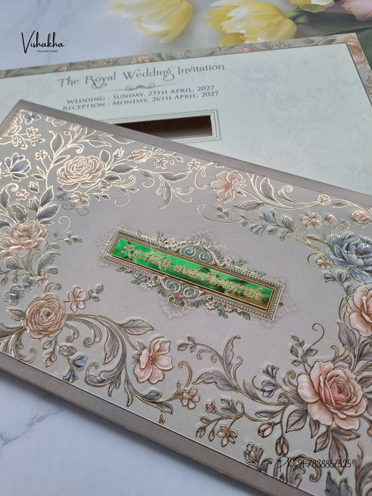 Acrylic Flower Rose Hindu Muslim Christian Sikh Jain invitation Cards CR-504 – image 2