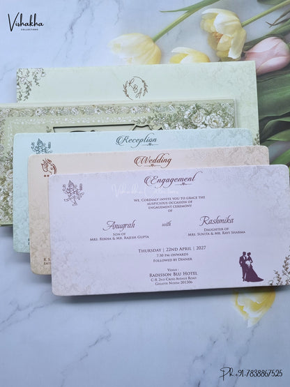 Semi Box Laser Cut Flower Rose Hindu Muslim Christian Sikh Jain invitation Cards CR-505 – image 3