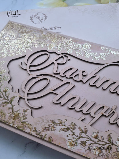 Semi Box Laser Cut Flower Hindu Muslim Christian Sikh Jain invitation Cards CR-506 – image 2