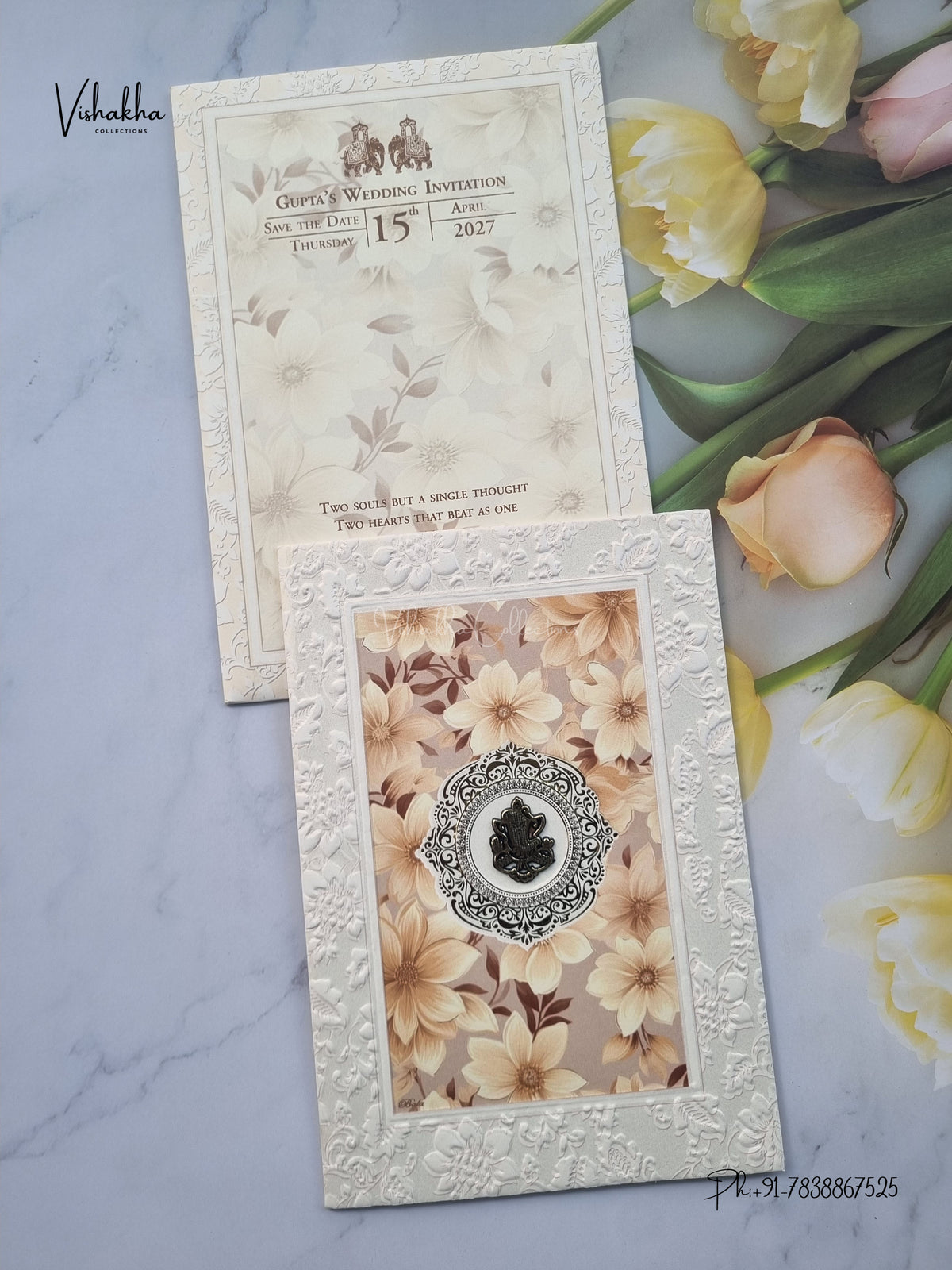 Ganesh Ji Flower Hindu Jain invitation Cards CR-507 – image 1