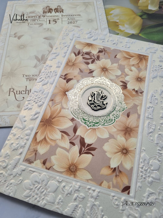Ganesh Ji Flower Hindu Jain invitation Cards CR-507 – image 2