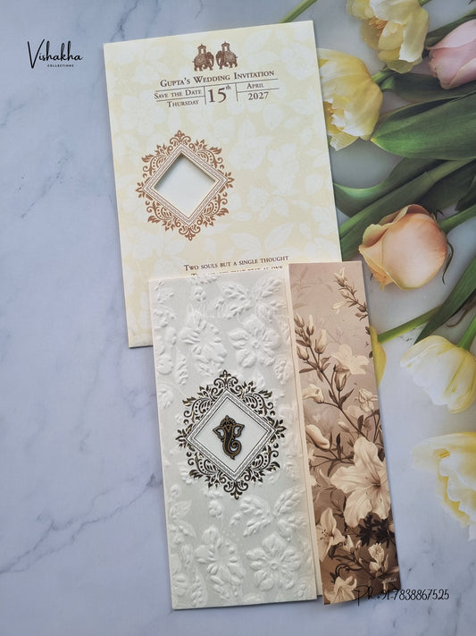 Ganesh Ji Flower Hindu Jain invitation Cards CR-508 – image 1