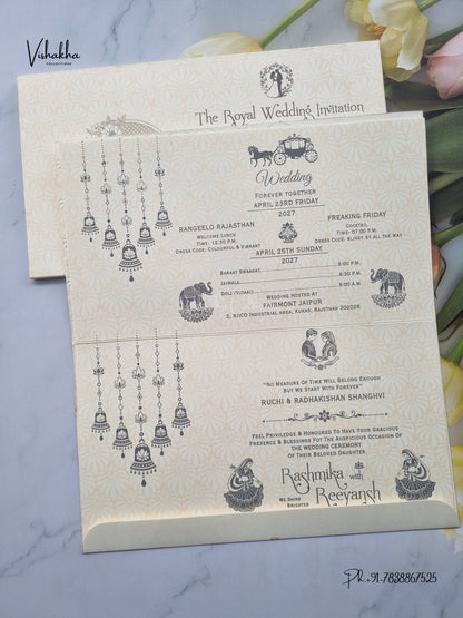 Laser Cut Ganesh Ji Flower Hindu Jain invitation Cards CR-509 – image 3