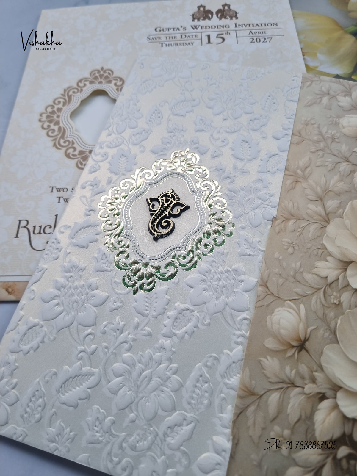 Ganesh Ji Flower Hindu Jain invitation Cards CR-512 – image 2