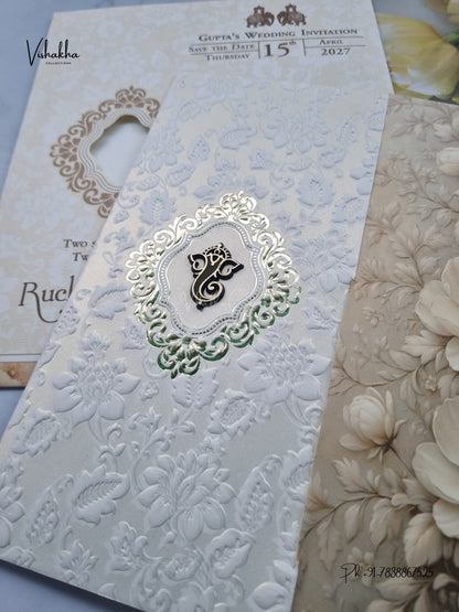 Ganesh Ji Flower Hindu Jain invitation Cards CR-512 – image 2