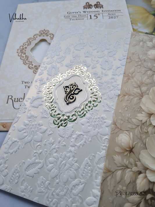 Ganesh Ji Flower Hindu Jain invitation Cards CR-512 – image 2
