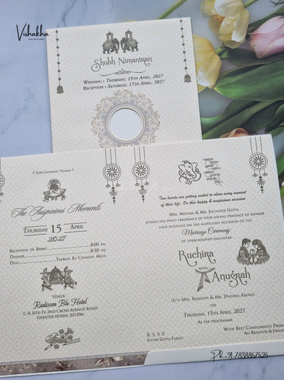 Ganesh Ji Rose Flower Hindu Jain invitation Cards CR-513 – image 3