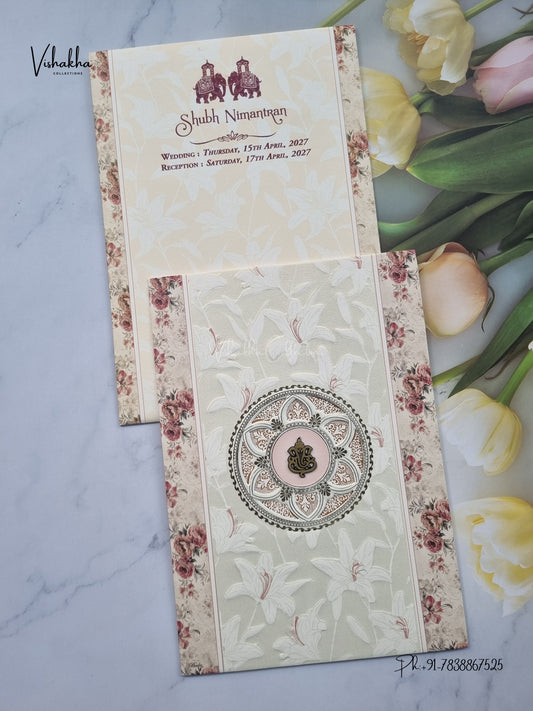 Ganesh Ji Flower Rose Hindu Jain invitation Cards CR-514 – image 1