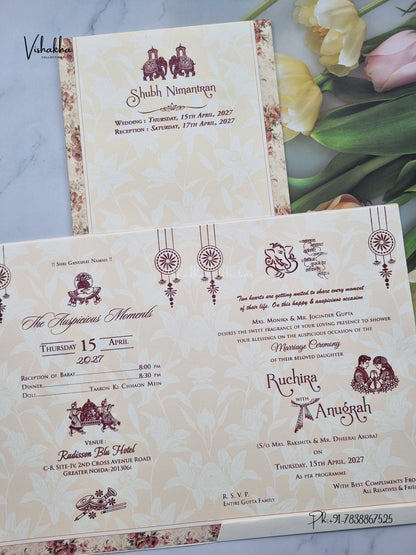 Ganesh Ji Flower Rose Hindu Jain invitation Cards CR-514 – image 3