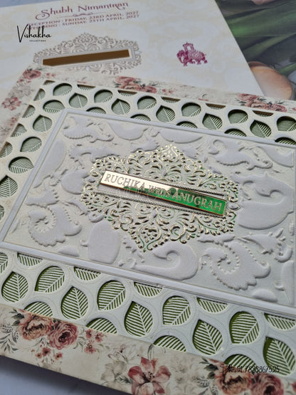 Laser Cut Acrylic Jaali Hathi Flower Hindu Muslim Christian Sikh Jain invitation Cards CR-516-1 – image 2