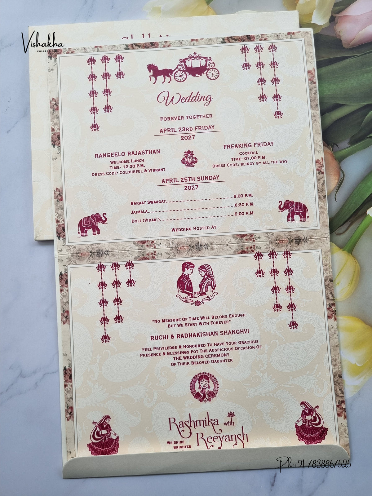 Laser Cut Acrylic Jaali Hathi Flower Hindu Muslim Christian Sikh Jain invitation Cards CR-516-1 – image 3