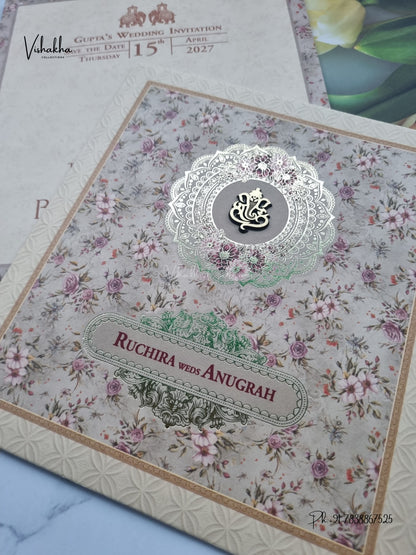 Ganesh Ji Flower Hindu Jain invitation Cards CR-523 – image 2