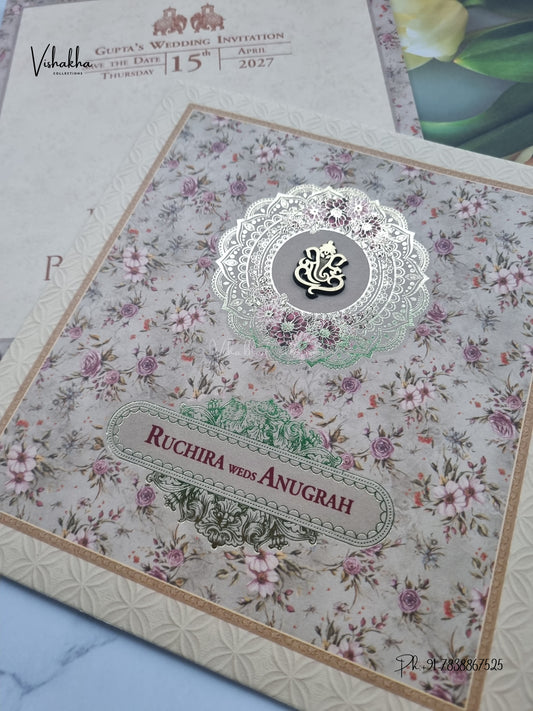 Ganesh Ji Flower Hindu Jain invitation Cards CR-523 – image 2