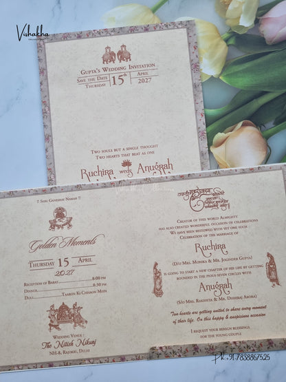 Ganesh Ji Flower Hindu Jain invitation Cards CR-523 – image 3