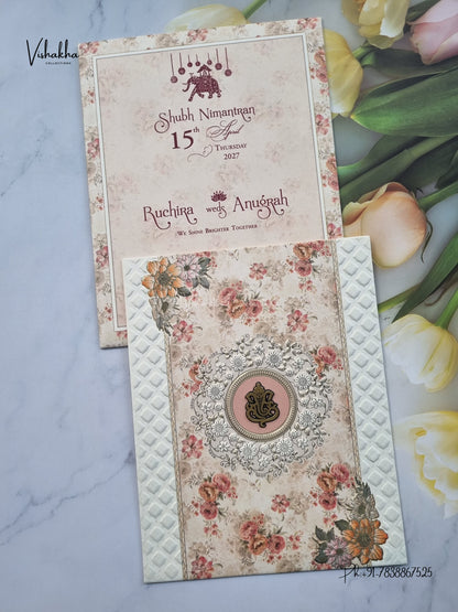 Ganesh Ji Rose Flower Hindu Jain invitation Cards CR-524 – image 1