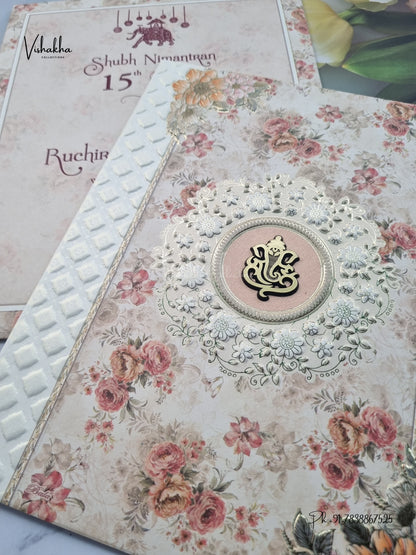 Ganesh Ji Rose Flower Hindu Jain invitation Cards CR-524 – image 2