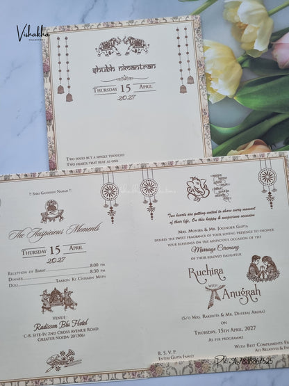 Ganesh Ji Rose Flower Hindu Jain invitation Cards CR-526 – image 3