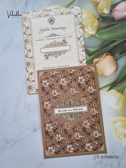 Flower Hindu Muslim Christian Sikh Jain invitation Cards CR-527 – image 1