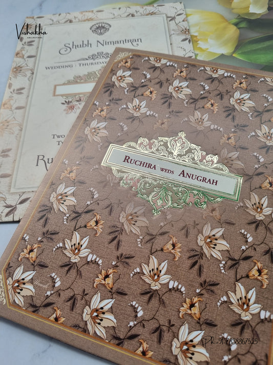 Flower Hindu Muslim Christian Sikh Jain invitation Cards CR-527 – image 2