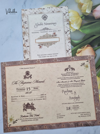 Flower Hindu Muslim Christian Sikh Jain invitation Cards CR-527 – image 3