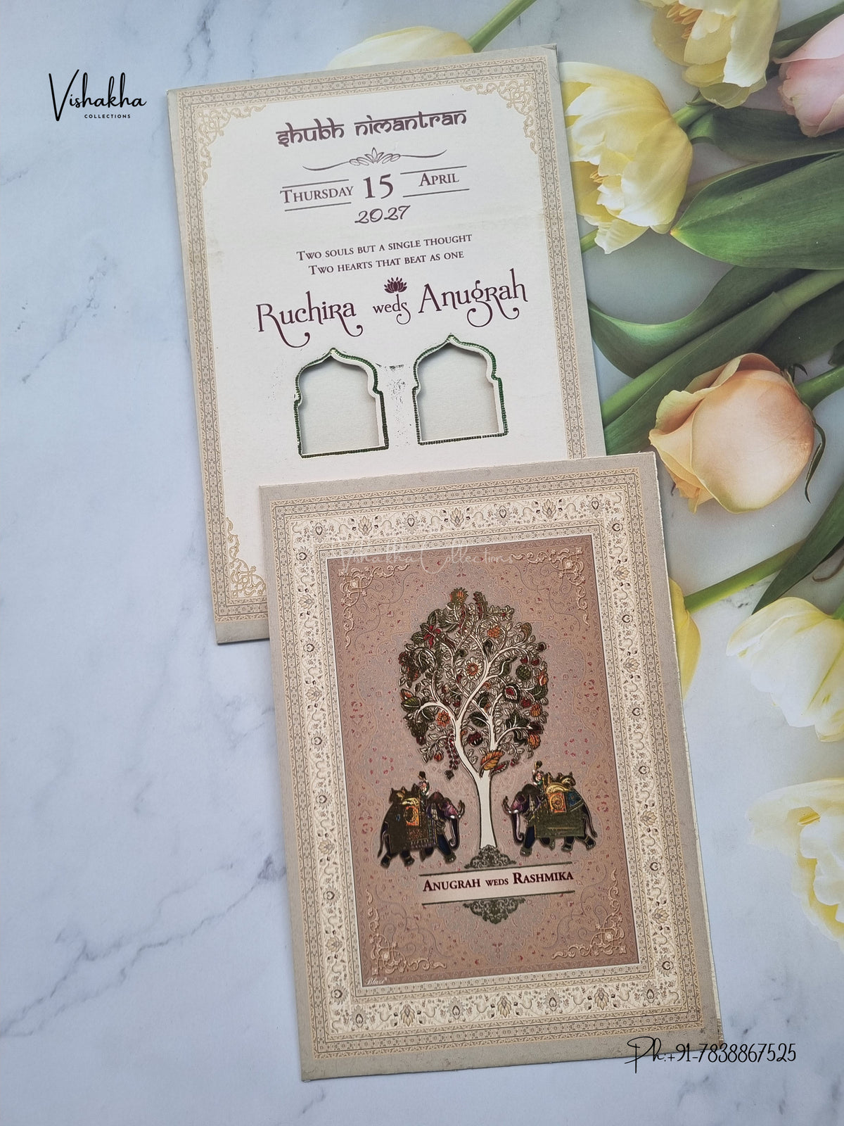 Wisdom Tree Hathi Hindu Muslim Christian Sikh Jain invitation Cards CR-528 – image 1