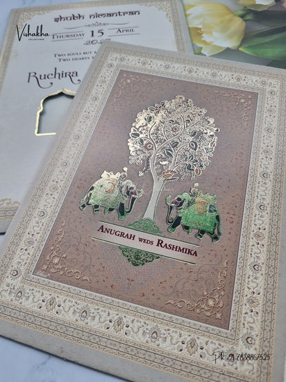 Wisdom Tree Hathi Hindu Muslim Christian Sikh Jain invitation Cards CR-528 – image 2