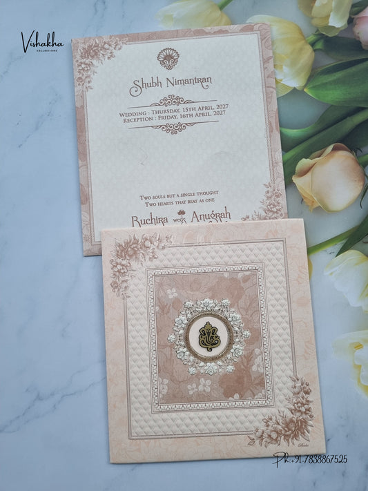 Ganesh Ji Flower Hindu Jain invitation Cards CR-534 – image 1