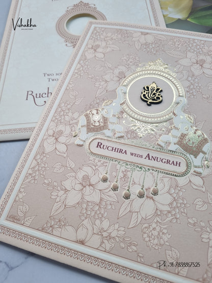 Ganesh Ji Hathi Flower Hindu Jain invitation Cards CR-536P – image 2