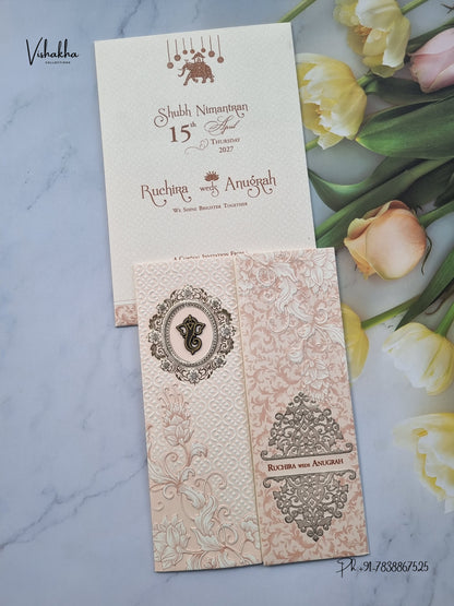 Ganesh Ji Flower Lotus Hindu Jain invitation Cards CR-542 – image 1
